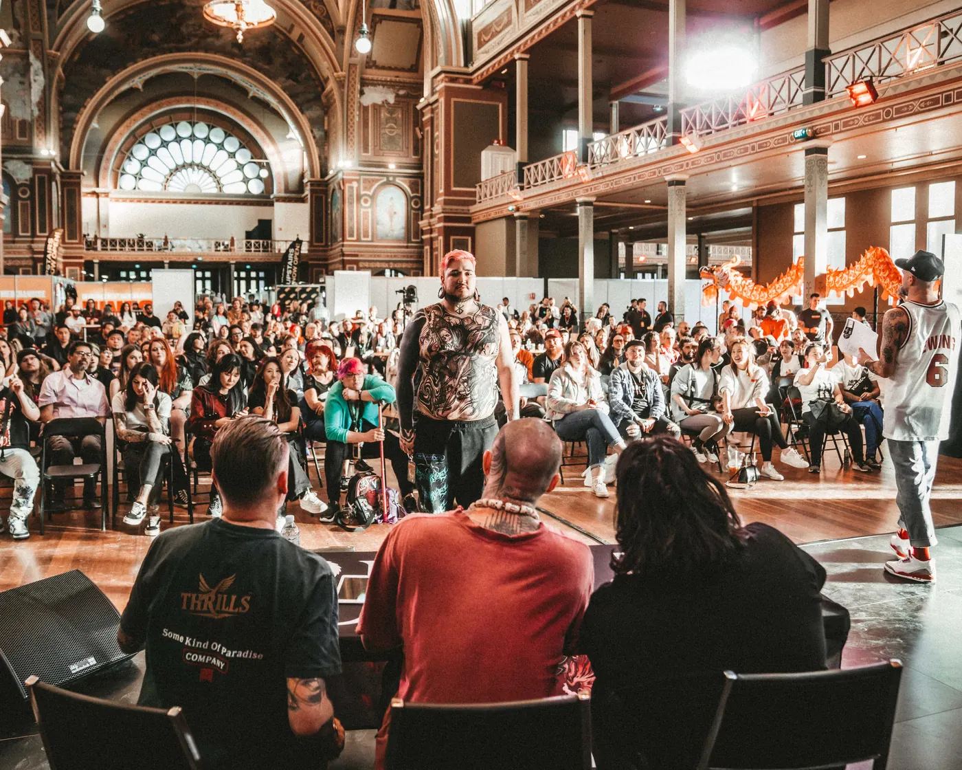 A full floor at the Rites of Passage Tattoo Festival inside the Royal Exhibition Building, Melbourne